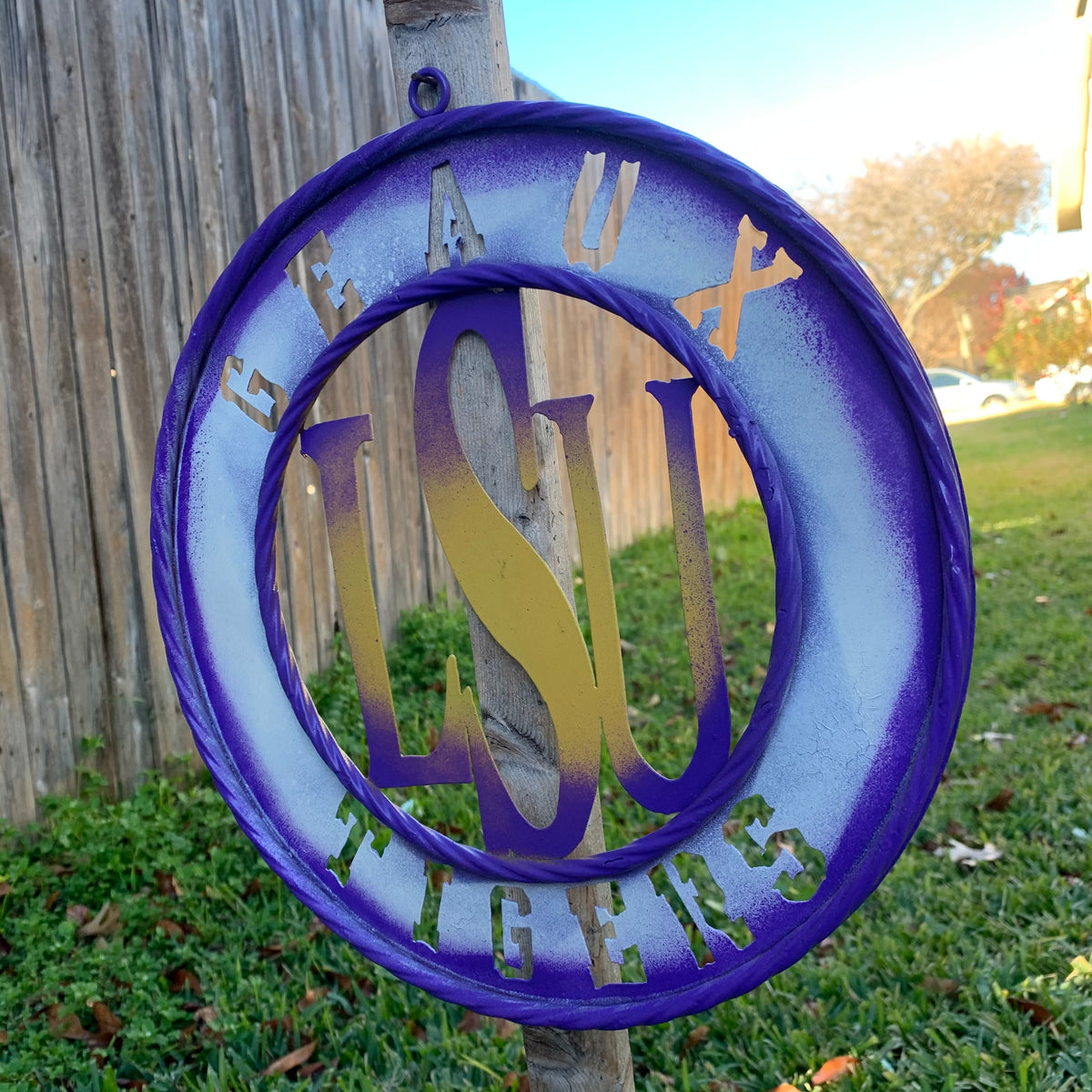 12",18",24",32" LSU GEAUX TIGERS CUSTOM METAL VINTAGE CRAFT SIGN TEAM WALL ART WESTERN HOME DECOR