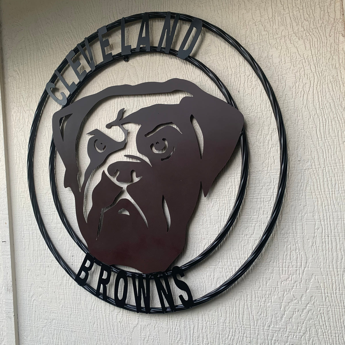 CLEVELAND BROWNS METAL CUSTOM VINTAGE CRAFT ART HANDMADE RUSTIC BROWN
