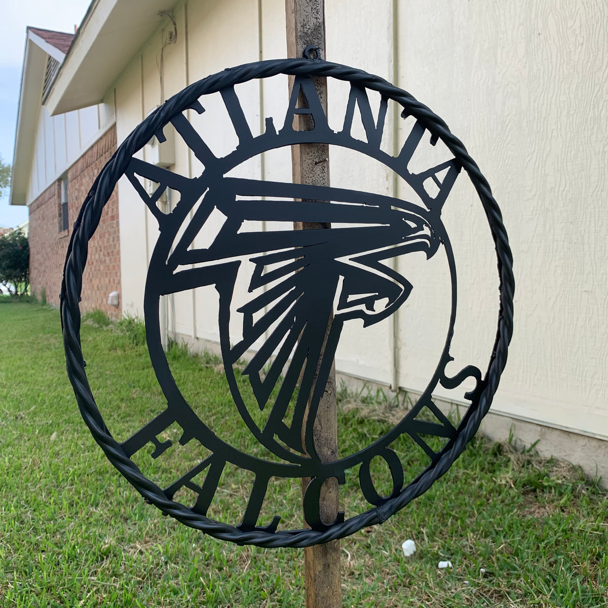 12",18",24",32",36" ATLANTA FALCONS BLACK METAL CUSTOM METAL VINTAGE CRAFT SIGN FOOTBALL TEAM WESTERN HOME DECOR HANDMADE