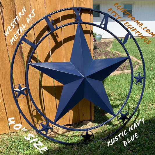 TEXAS NAVY BLUE BARN LONE STAR METAL ART WESTERN HOME DECOR NEW