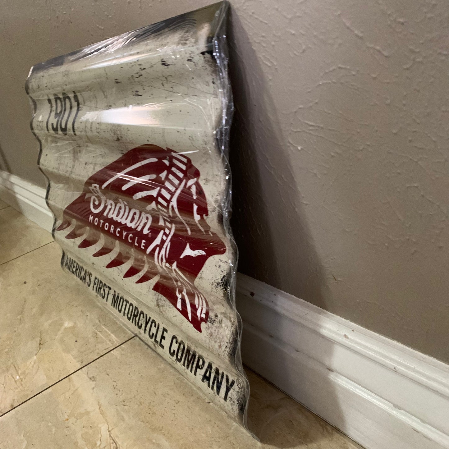 INDIAN MOTORCYCLES TIN METAL SIGN 24"X18" CORRUGATED WESTERN HOME DECOR ITEM#COIND