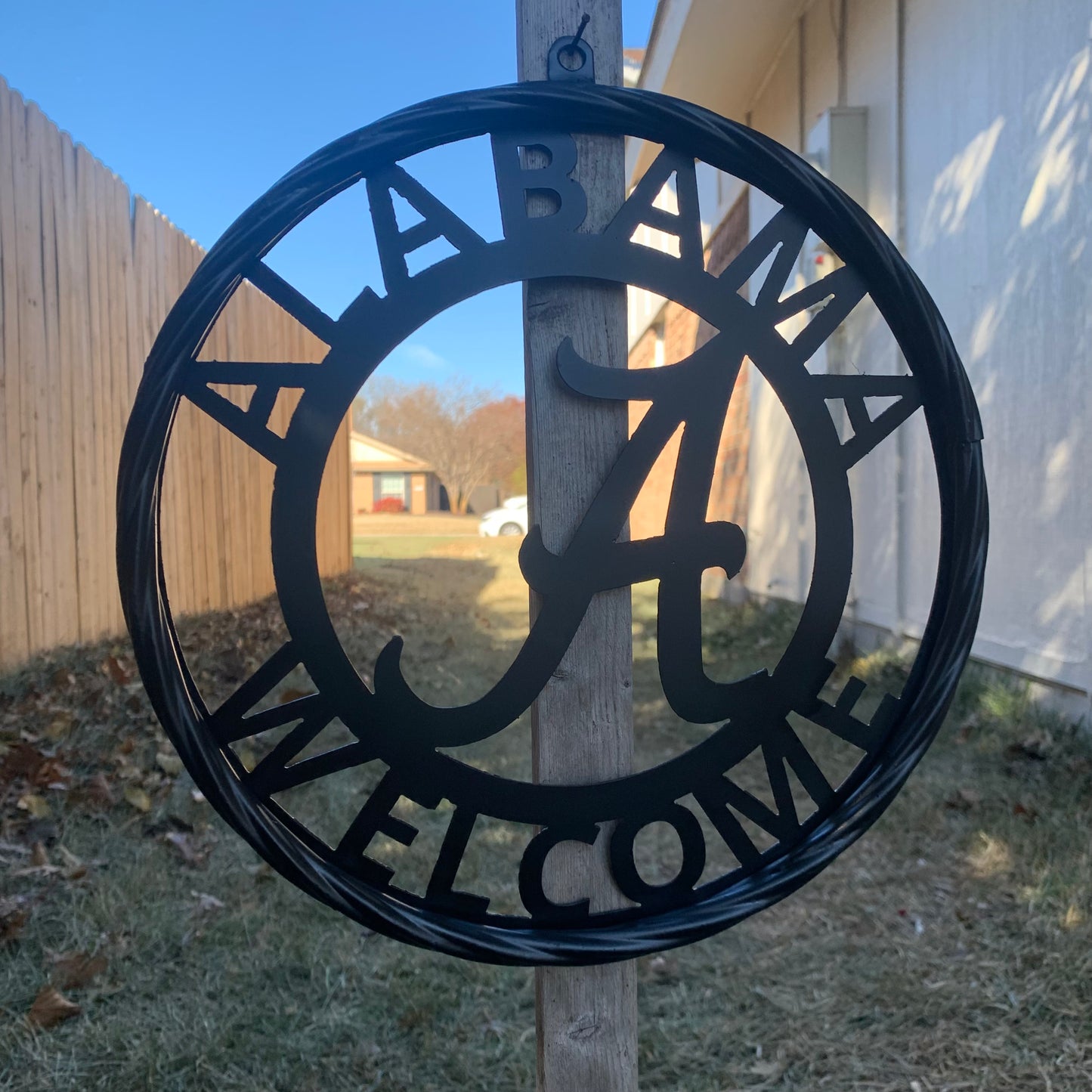 ALABAMA WELCOME CUSTOM ALL BLACK METAL VINTAGE SIGN TEAM HANDMADE