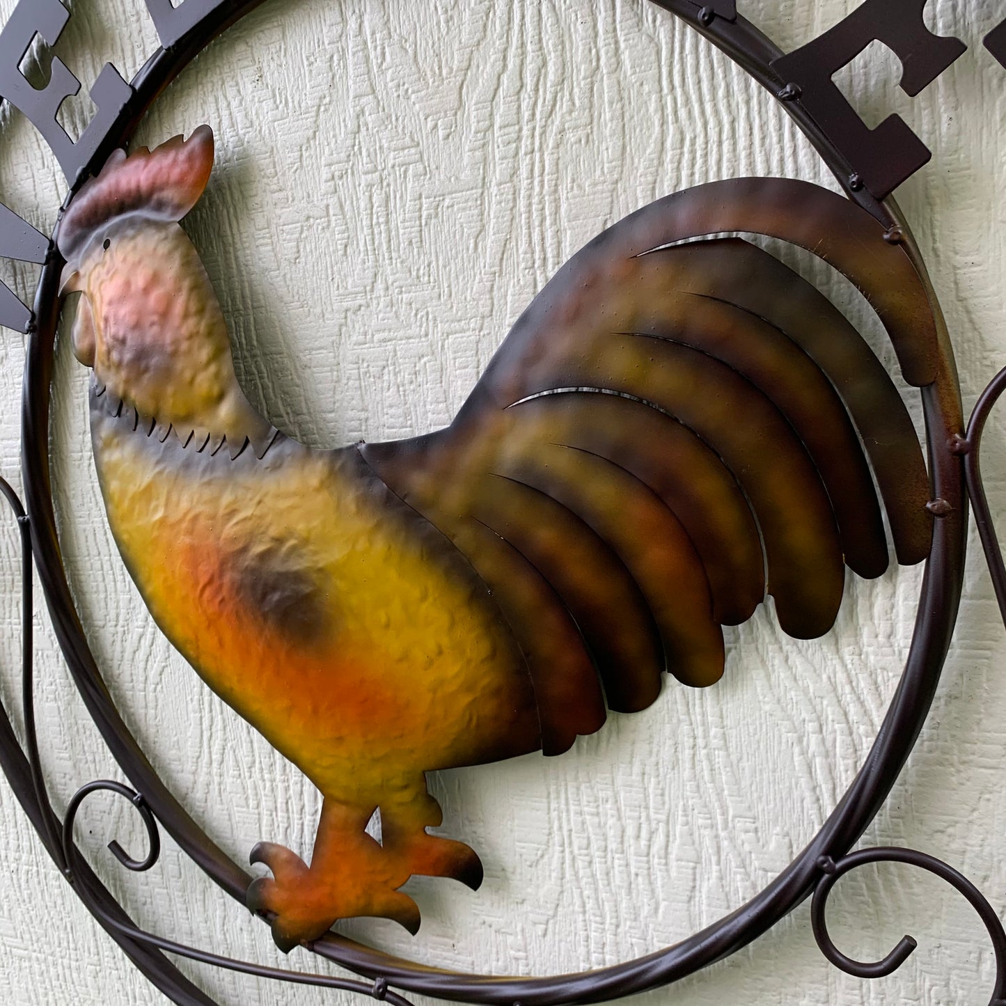 ROOSTER WELCOME 24" METAL SCROLL STYLE WESTERN HOME DECOR HANDMADE NEW-#EH10143