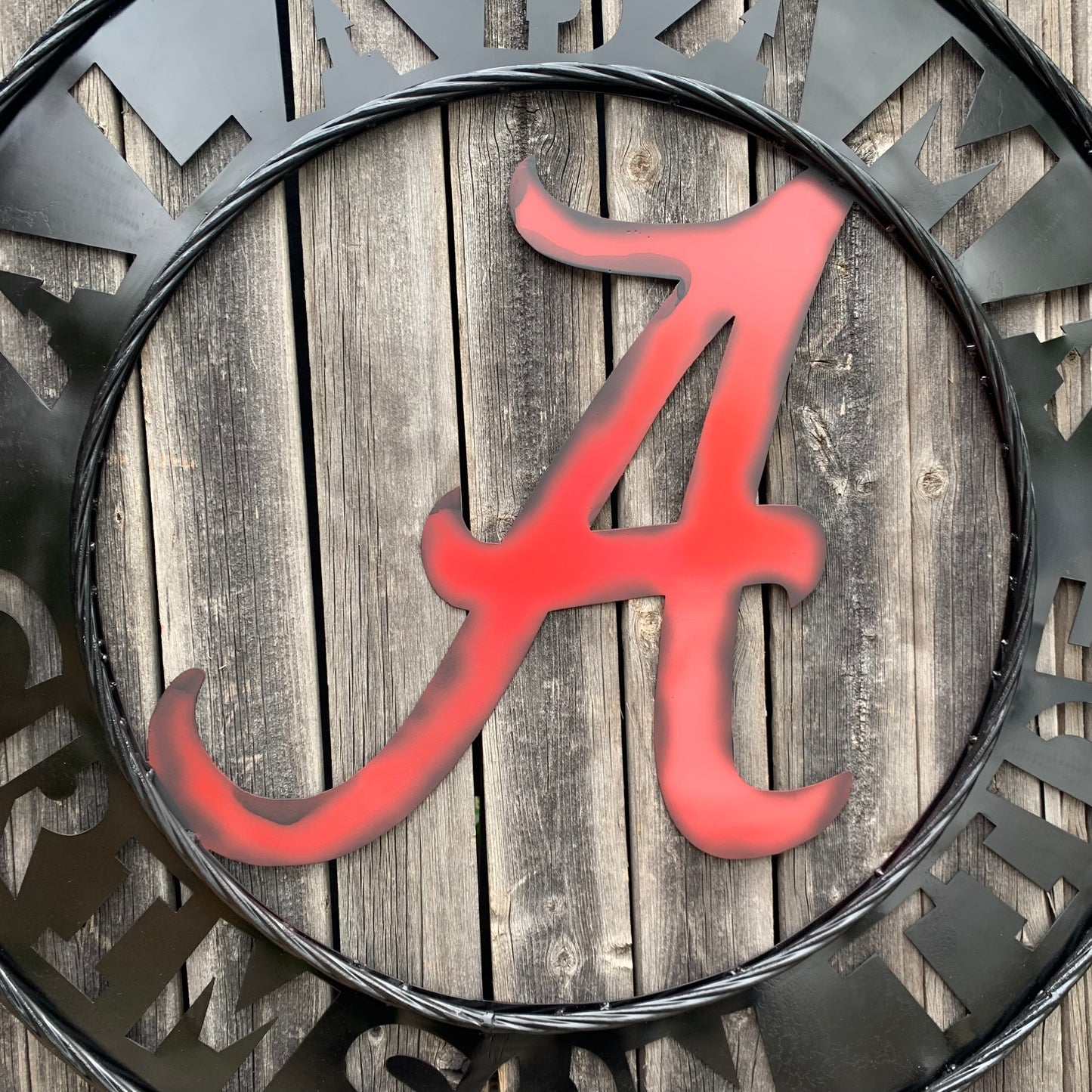 ALABAMA CRIMSON TIDE WIDE BAND RING CUSTOM METAL VINTAGE SIGN TEAM SPORTS HANDMADE