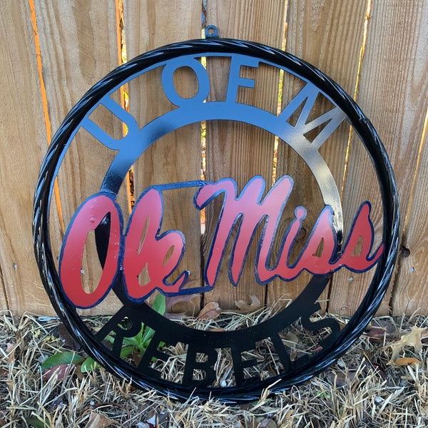 OLE MISS REBELS MISSISSIPPI METAL CUSTOM VINTAGE CRAFT TEAM SIGN HANDMADE