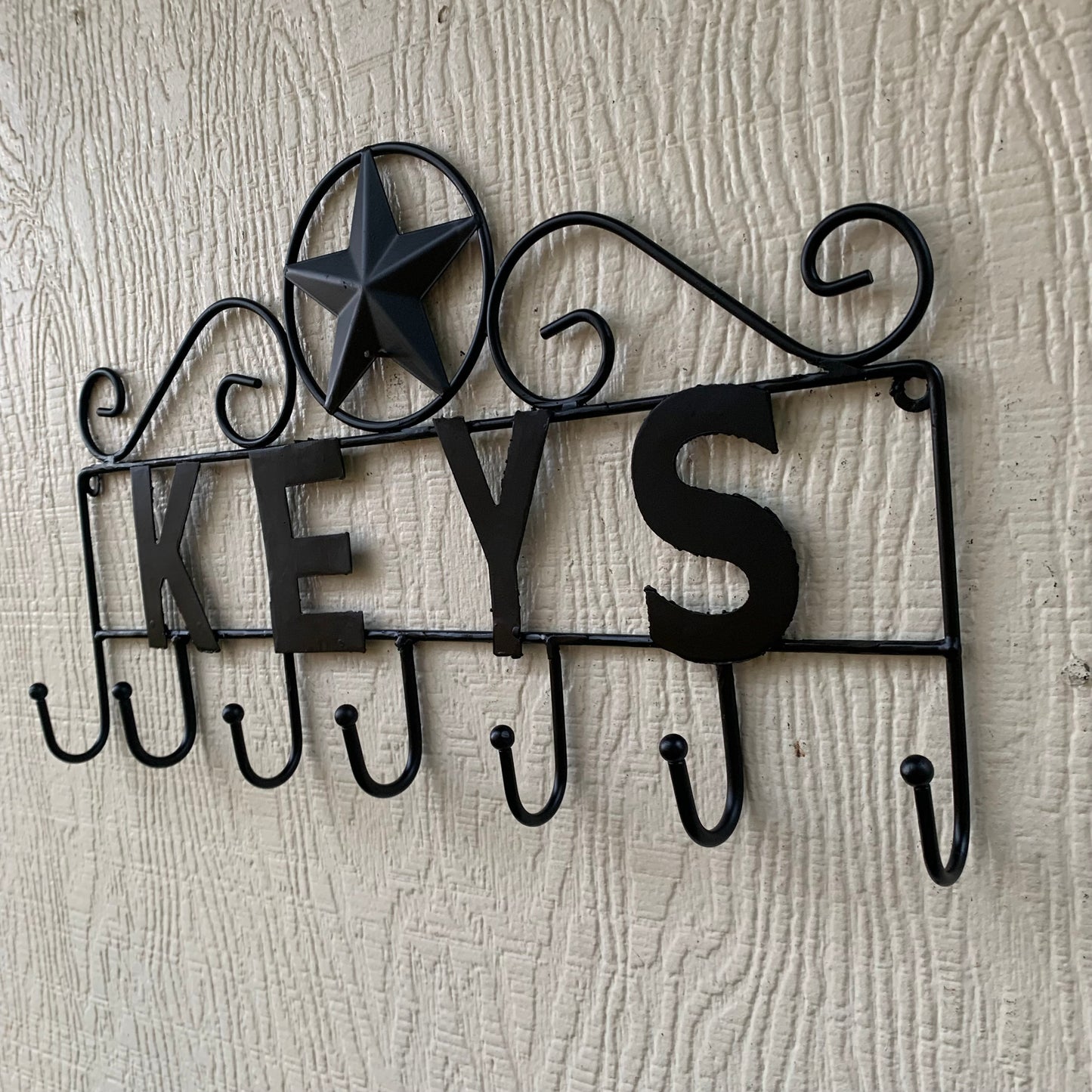 16"x10" LONESTAR KEYS HOLDER METAL HOOKS HANDMADE USA WALL ART METAL WESTERN HOME DECOR NEW BLACK