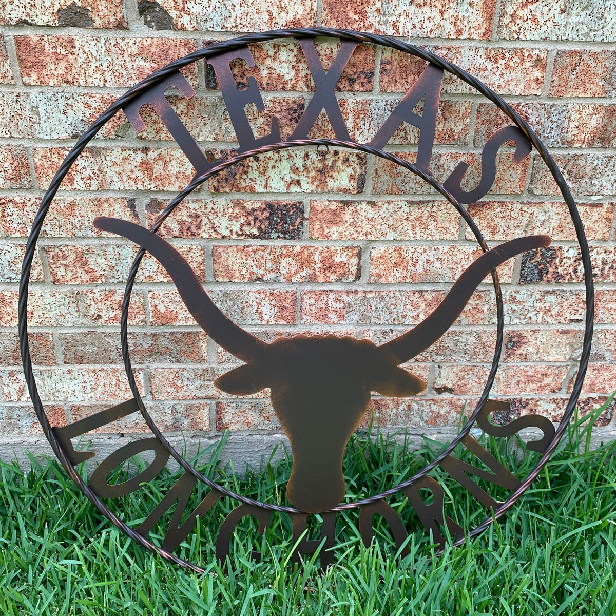 TEXAS LONGHORNS CUSTOM METAL VINTAGE CRAFT SIGN TEAM ART WESTERN HOME DECOR RUSTIC BRONZE HANDMADE #EH12565