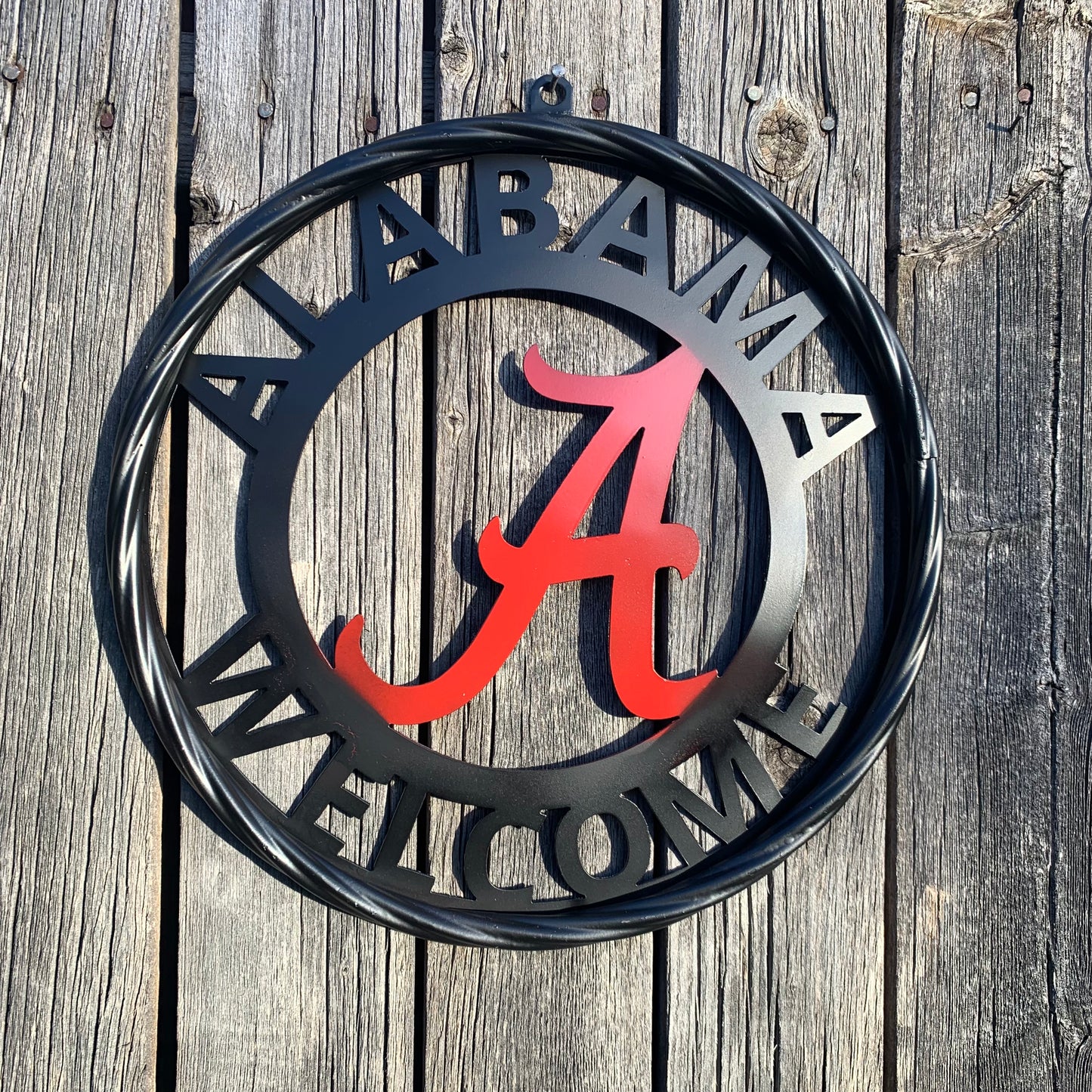ALABAMA WELCOME RED & BLACK CUSTOM METAL VINTAGE SIGN TEAM HANDMADE