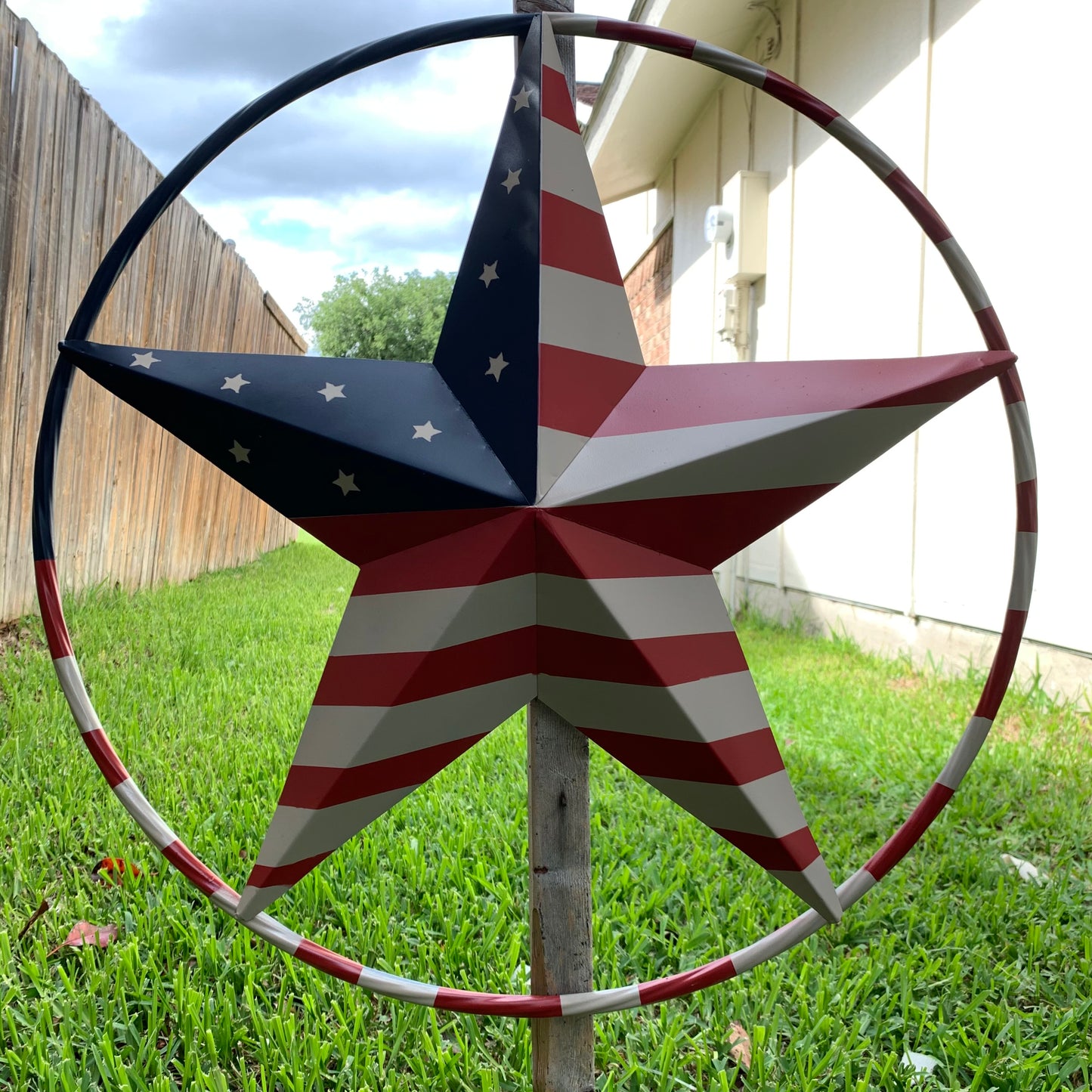 AMERICAN USA FLAG BARN STAR METAL RED BEIGE BLUE STAR 12",16",24",32"36",38",40",48