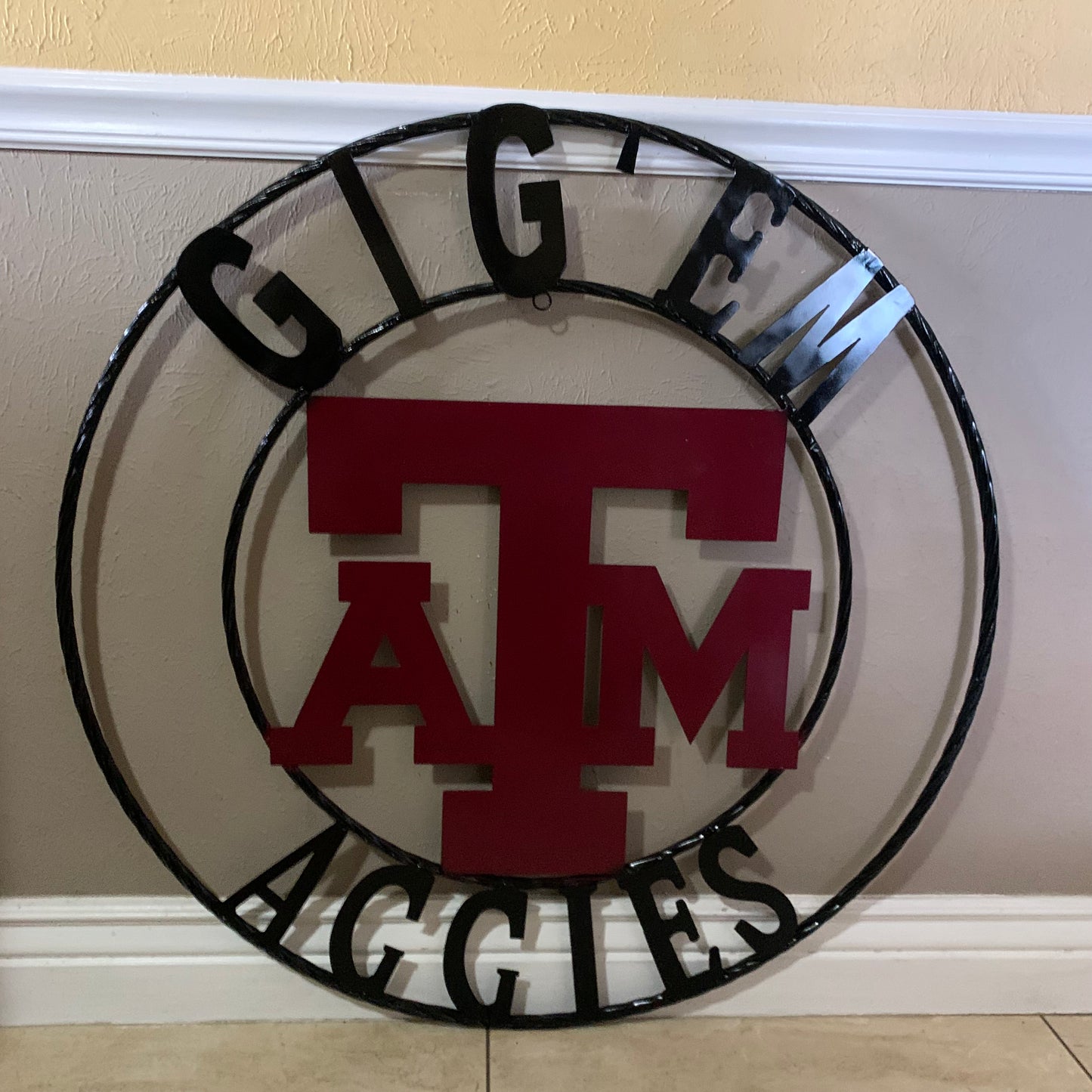 GIGEM AGGIES CUSTOM METAL VINTAGE CRAFT SIGN TEAM WESTERN HOME DECOR HANDMADE