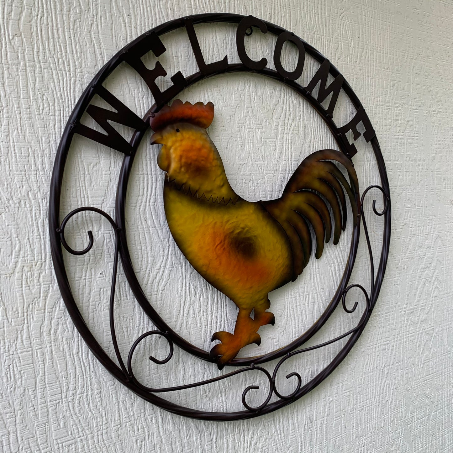 ROOSTER WELCOME 24" METAL SCROLL STYLE WESTERN HOME DECOR HANDMADE NEW-#EH10143