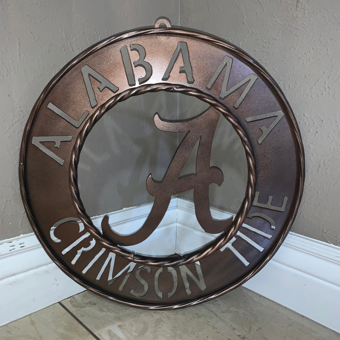 ALABAMA CRIMSON TIDE WIDE BAND RING CUSTOM METAL VINTAGE CRAFT TEAM SIGN HANDMADE