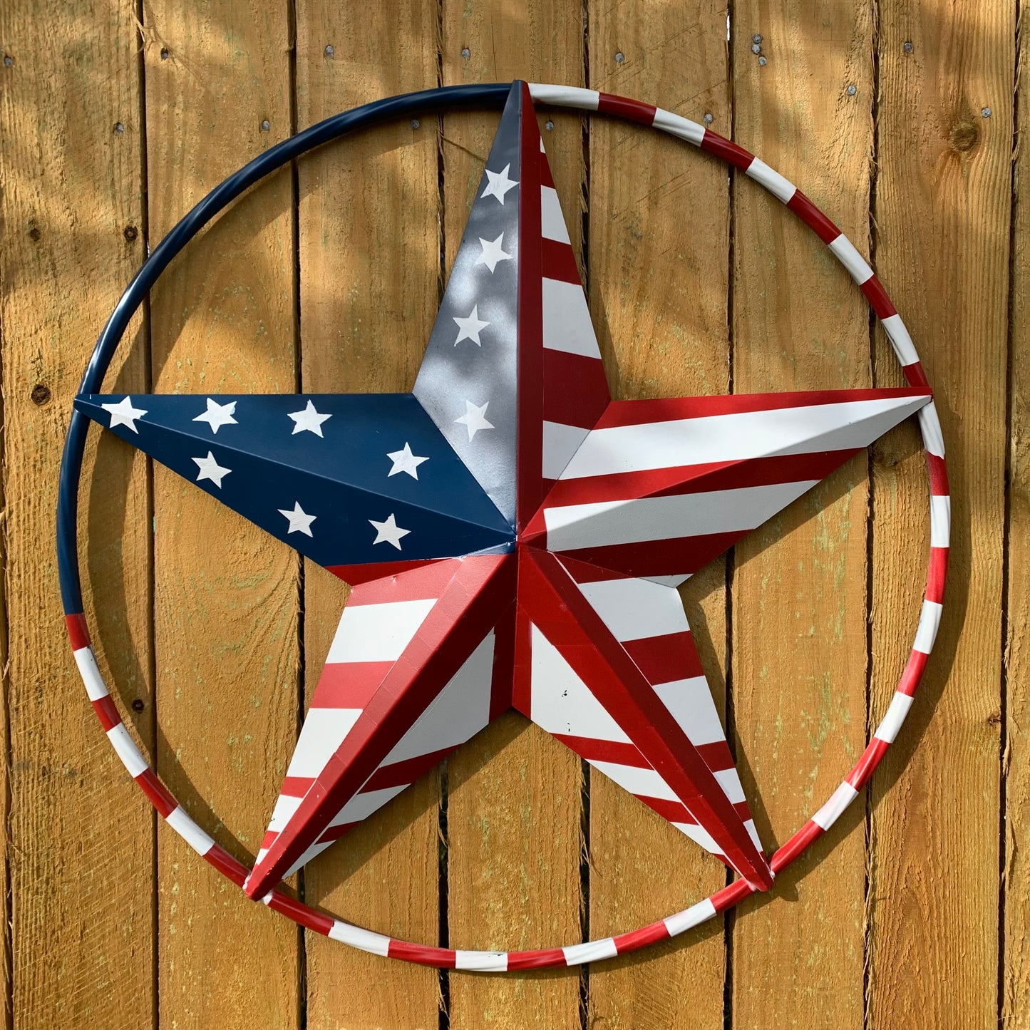 PEACE STAR METAL RED WHT BLUE STAR WESTERN HOME DECOR HANDMADE 12",16",24",32"36",38",40",48"