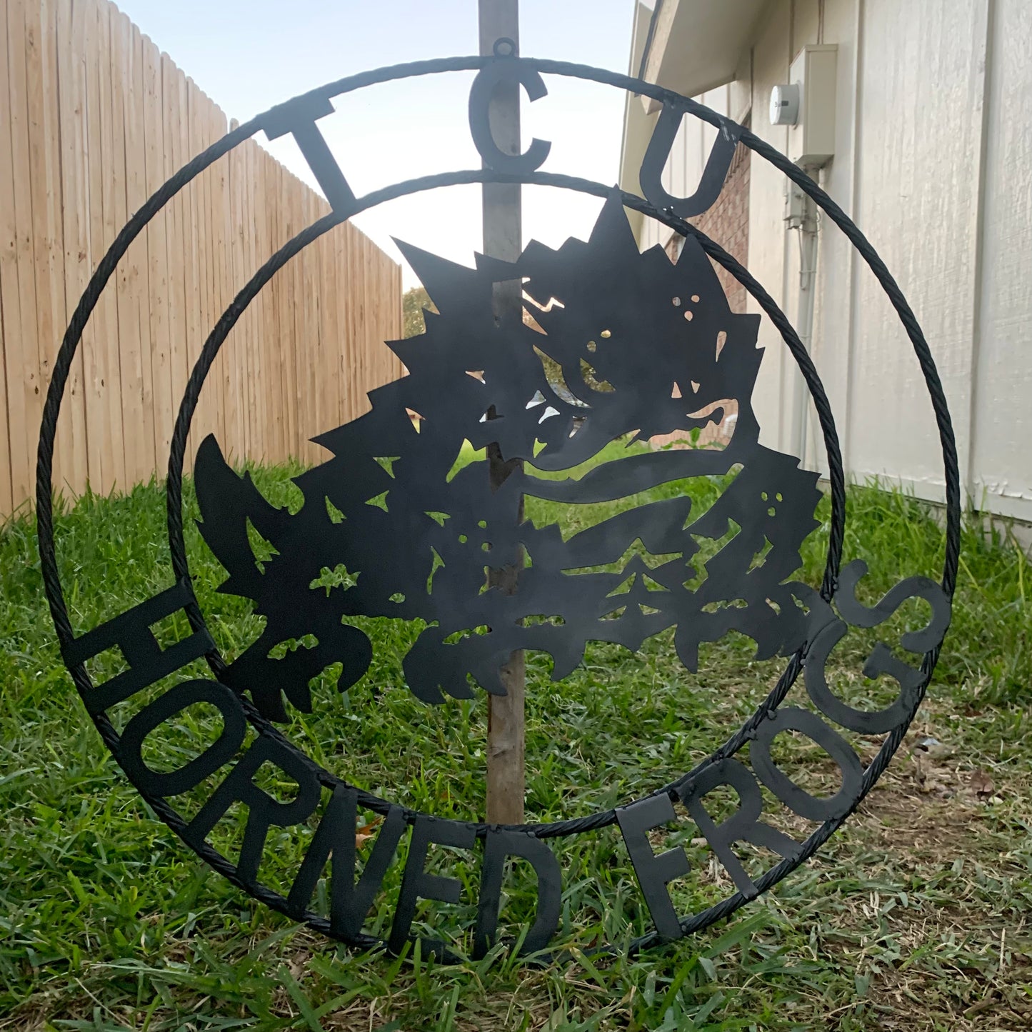TCU HORNED FROGS BLACK CUSTOM METAL VINTAGE CRAFT TEAM SIGN HANDMADE
