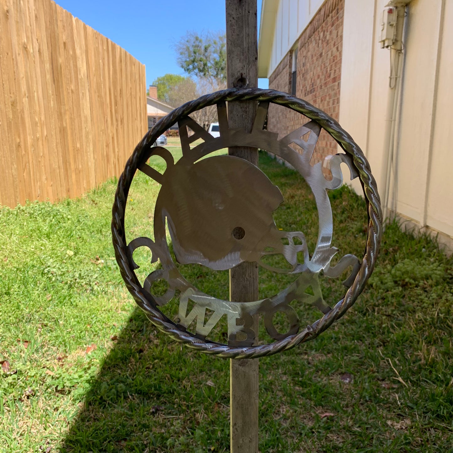 12", 18", 24", 32" DALLAS COWBOYS HELMET SIGN RAW METAL CUSTOM VINTAGE CRAFT WALL ART TEAM SIGN HANDMADE