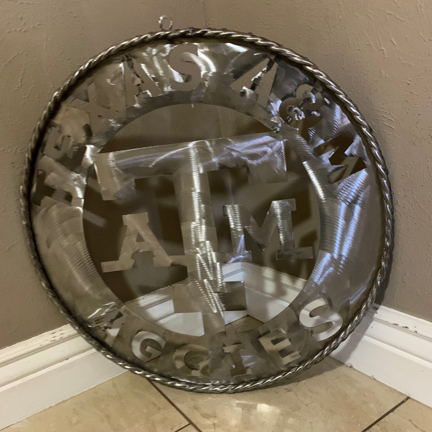 TEXAS A&M WIDE BAND RAW METAL CUSTOM VINTAGE CRAFT WALL ART TEAM SIGN HANDMADE