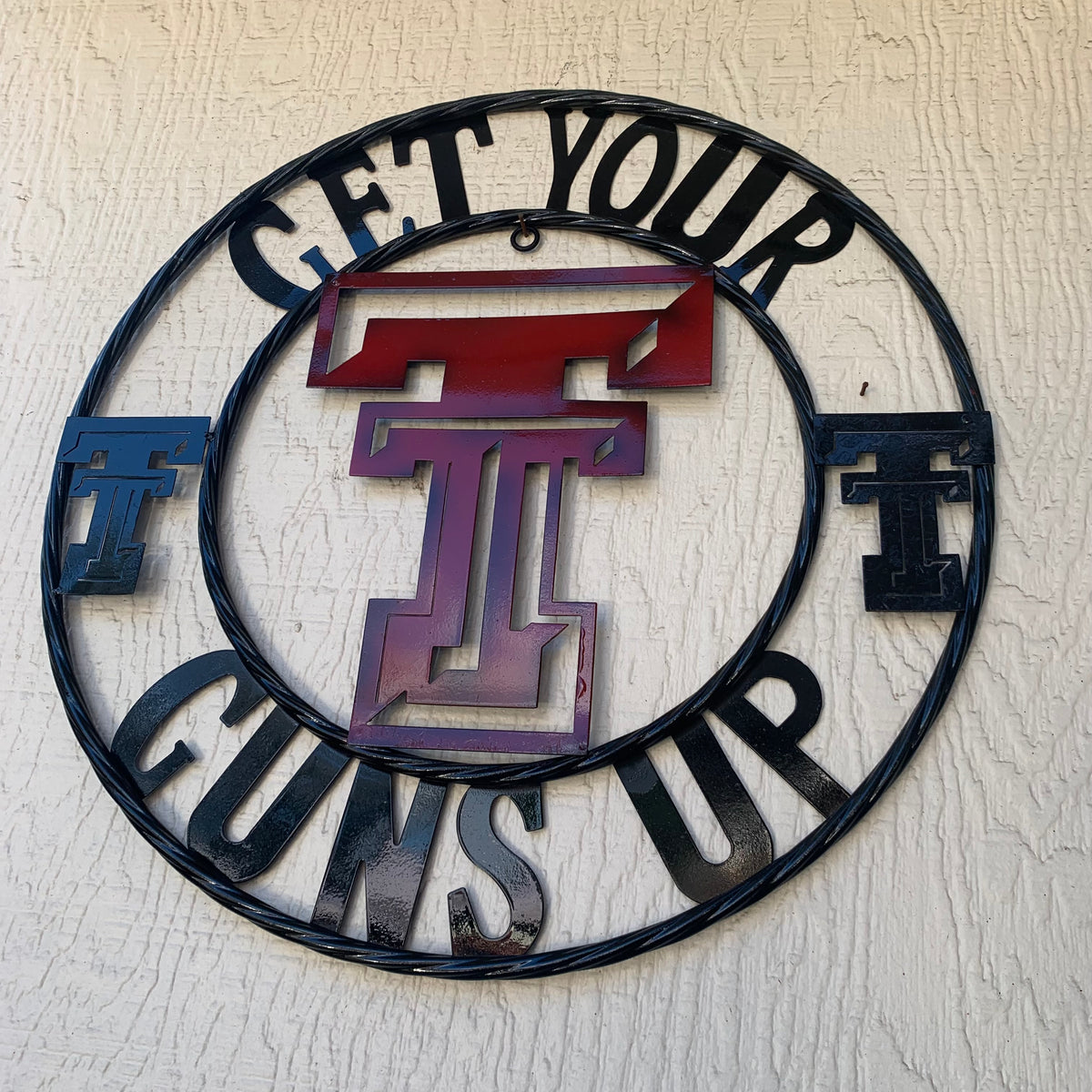 12", 18", 24", 32" GET YOUR GUNS UP TEXAS TECH CUSTOM METAL VINTAGE CRAFT TEAM SIGN