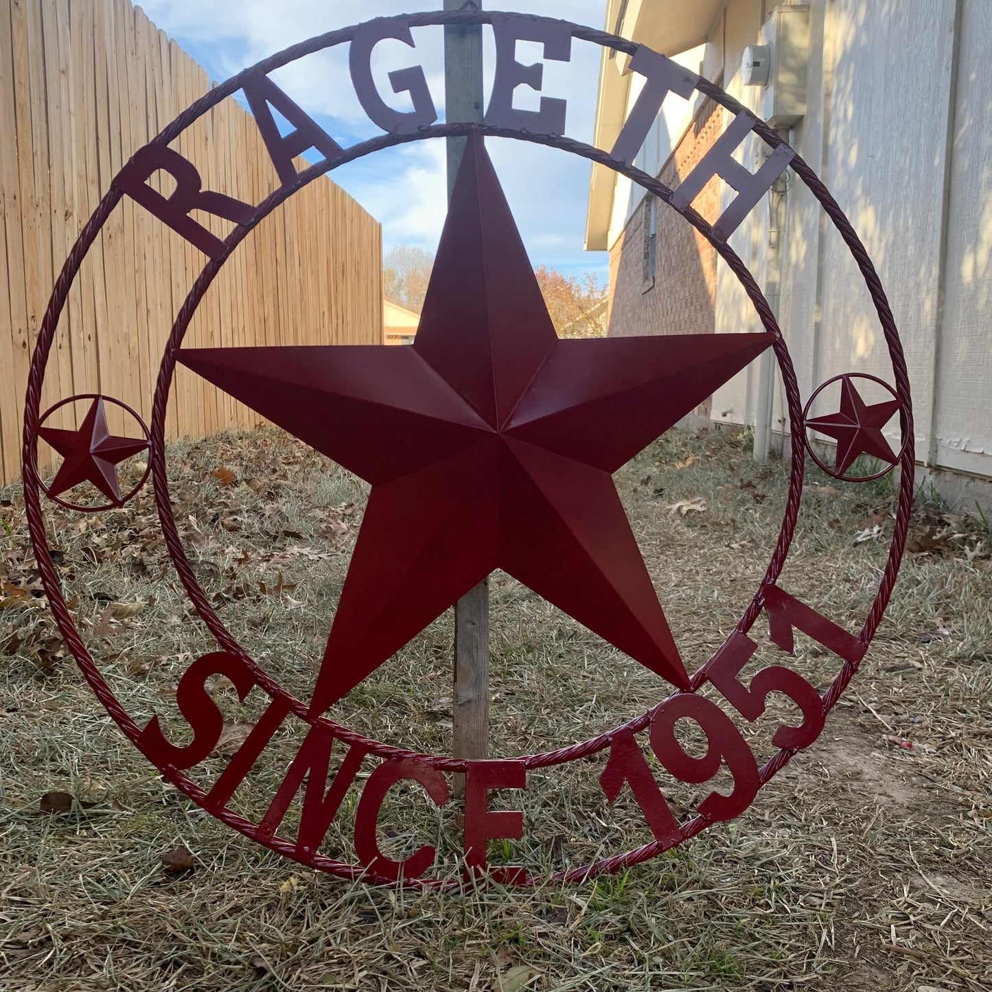 RAGETH STYLE YOUR CUSTOM STAR METAL NAME RUSTIC BURGUNDY RED PHILLIPS CUSTOM 3d STAR METAL NAME BARN STAR TWISTED ROPE RING DESIGN METAL WALL ART HOME DECOR ANY SIZE