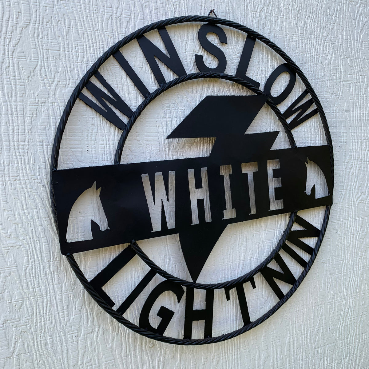 CUSTOM NAME LIGHTNIN HORSE STYLE SIGN RAW METAL BARN ROPE RING WESTERN HOME DECOR HANDMADE 24",32",36"