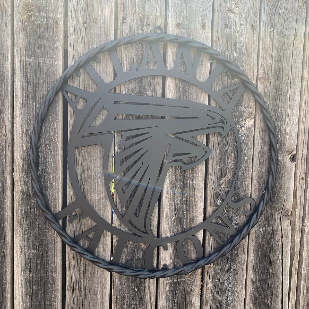 12",18",24",32",36" ATLANTA FALCONS BLACK METAL CUSTOM METAL VINTAGE CRAFT SIGN FOOTBALL TEAM WESTERN HOME DECOR HANDMADE