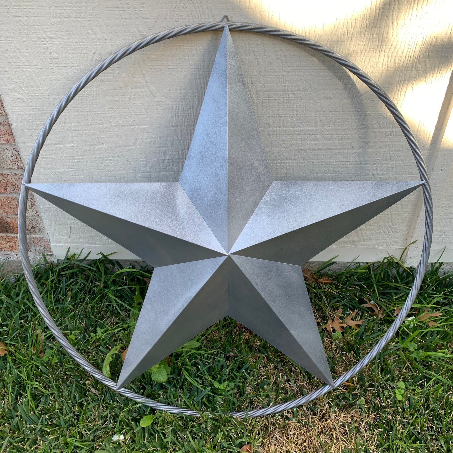 RUSTIC GREY SILVER BARN METAL STAR TWISTED ROPE RING WESTERN HOME DECOR HANDMADE NEW 12",24",36",50",60",72"