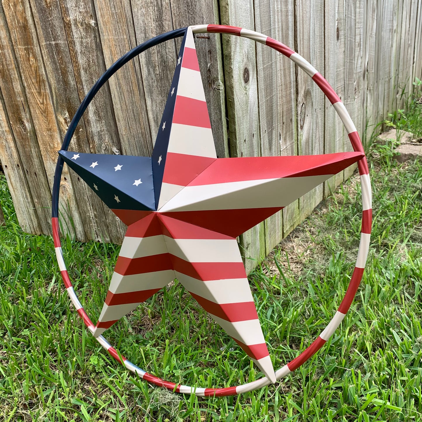 AMERICAN USA FLAG BARN STAR METAL RED BEIGE BLUE STAR 12",16",24",32"36",38",40",48