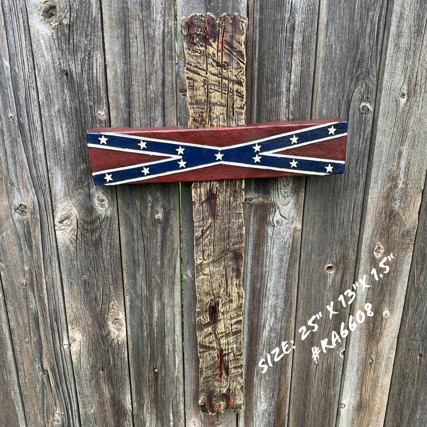 P & G FLAG STONE CROSS WESTERN HOME DECOR NEW ART--FREE SHIPPING