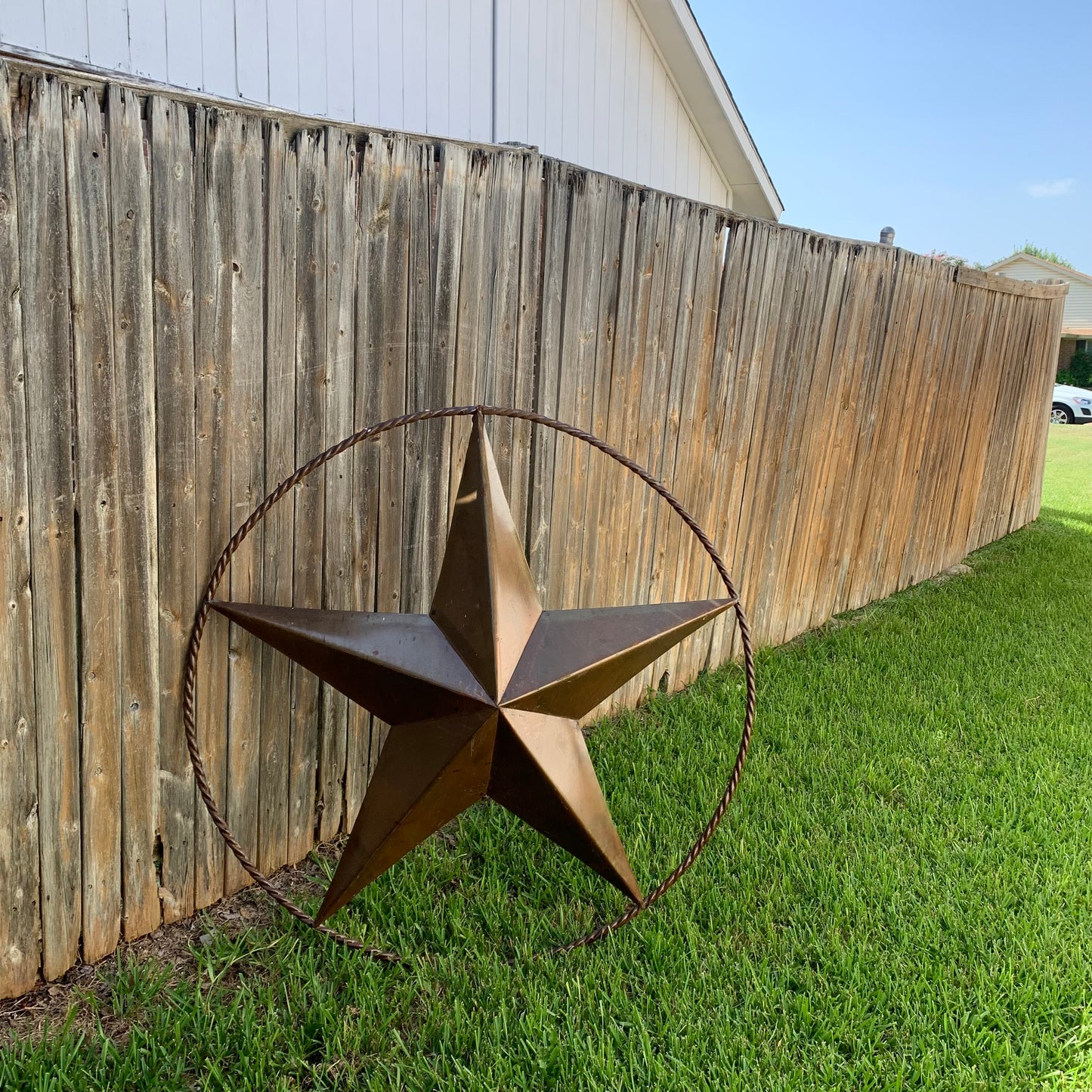 #EH10507 TEXAS GIANT 8,6,5,4 FOOT NATURAL RUSTIC SEALED UNPAINTED LARGE OVERSIZE METAL LONESTAR GENUINE RUST PATINA LONE STAR TWISTED ROPE RING 4,5,6,8 FOOT