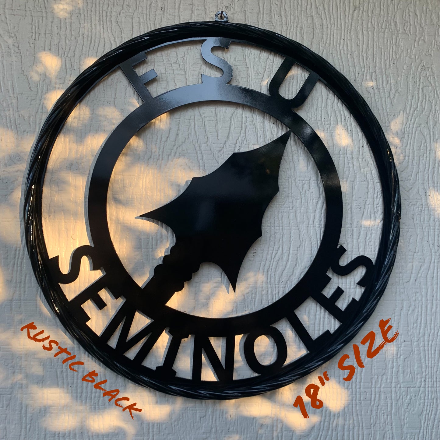 12", 18", 24", 32" FSU SEMINOLES FLORIDA STATE SPEAR CUSTOM METAL VINTAGE CRAFT TEAM SIGN RUSTIC BLACK HANDMADE