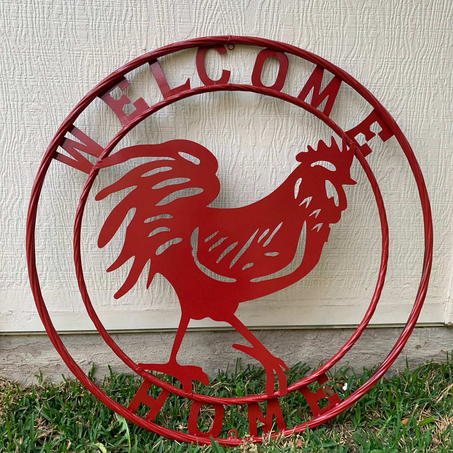 YOUR CUSTOM NAME RED ROOSTER LASERCUT METAL ART WITH RING DESIGN WESTERN METAL ANIMAL ART HOME WALL DECOR BRAND NEW