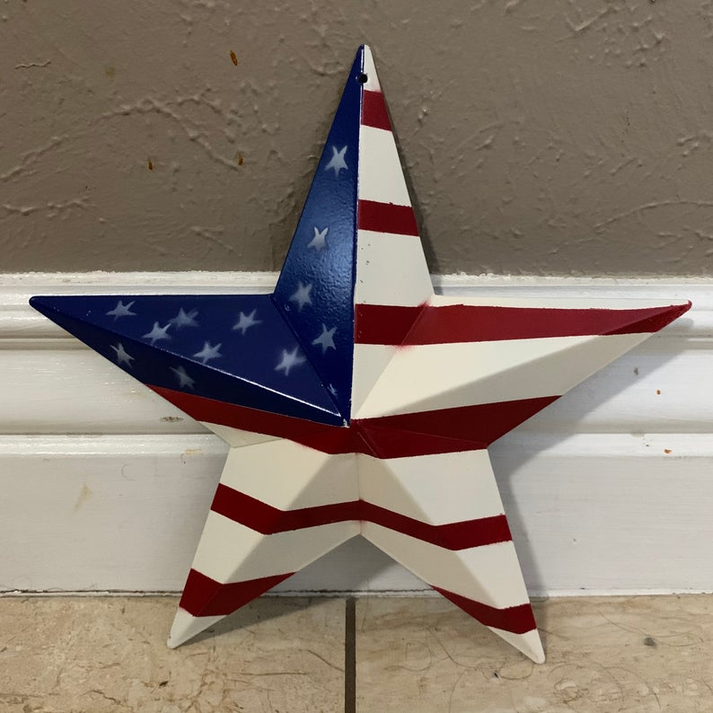 AMERICANA USA FLAG BARN STAR RED WHT BLUE STAR HANDMADE 12",24",36" #EH13297