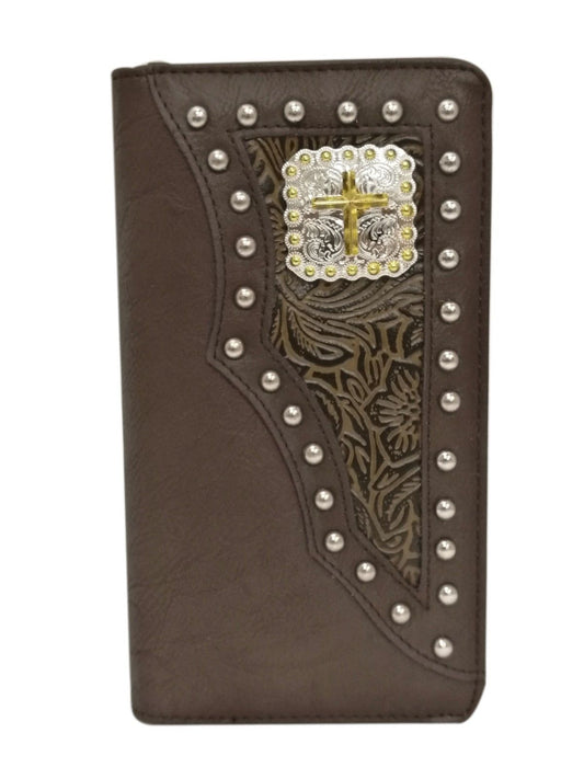 WESTERN CROSS CHECKBOOK BIFOLD MEN'S & WOMEN'S WALLET GENUINE LEATHER NEW