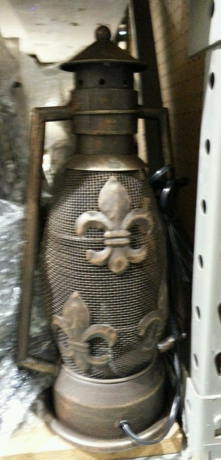 FLEUR DE LIS METAL ART ELECTRIC LANTERN LAMP WESTERN HOME WALL DECOR NEW #EH12731